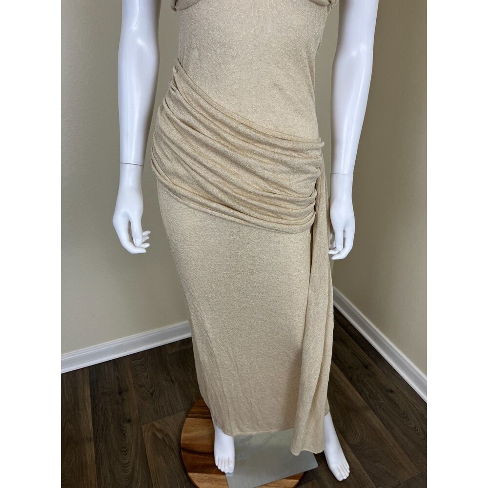 Meshki Strapless Ruched Maxi Dress in Beige - Picture 5 of 15